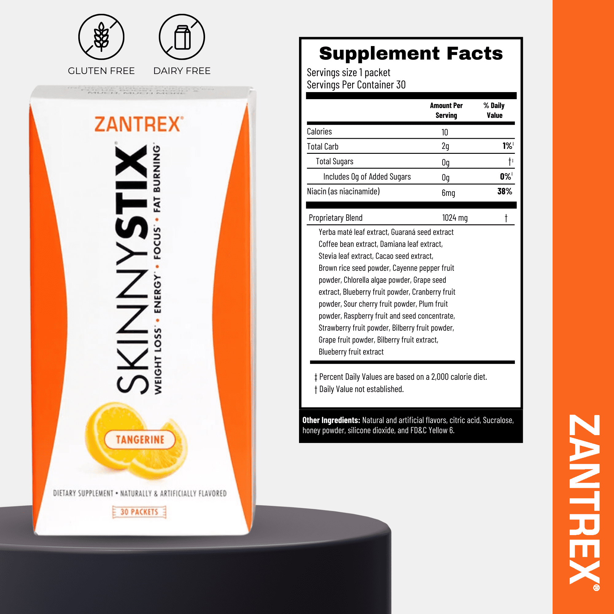 Zantrex SkinnyStix – Energy Support Drink Mix, 30 Packets, Tangerine Flavor
