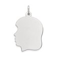thumbnail image 1 of 14K White Gold Plain Medium Facing Left Engravable Girl Charm, 1 of 1