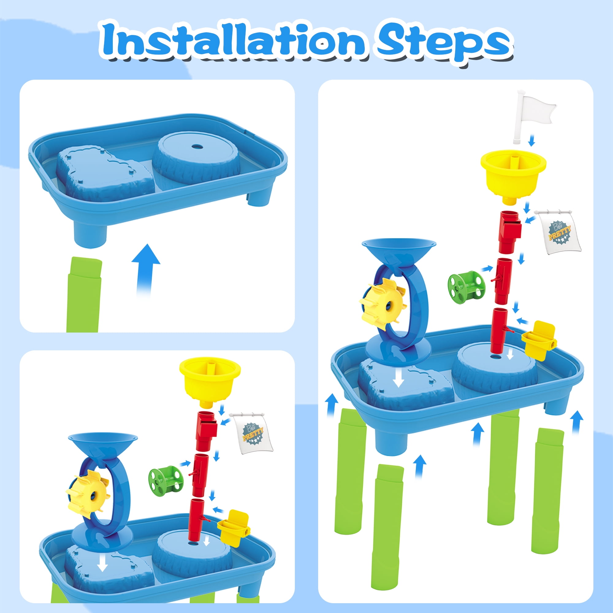 Sand Water Table for Toddlers, Kids Water and Sand Activity Sensory Playset, Summer Outdoor Toys for Boy Girls Gift