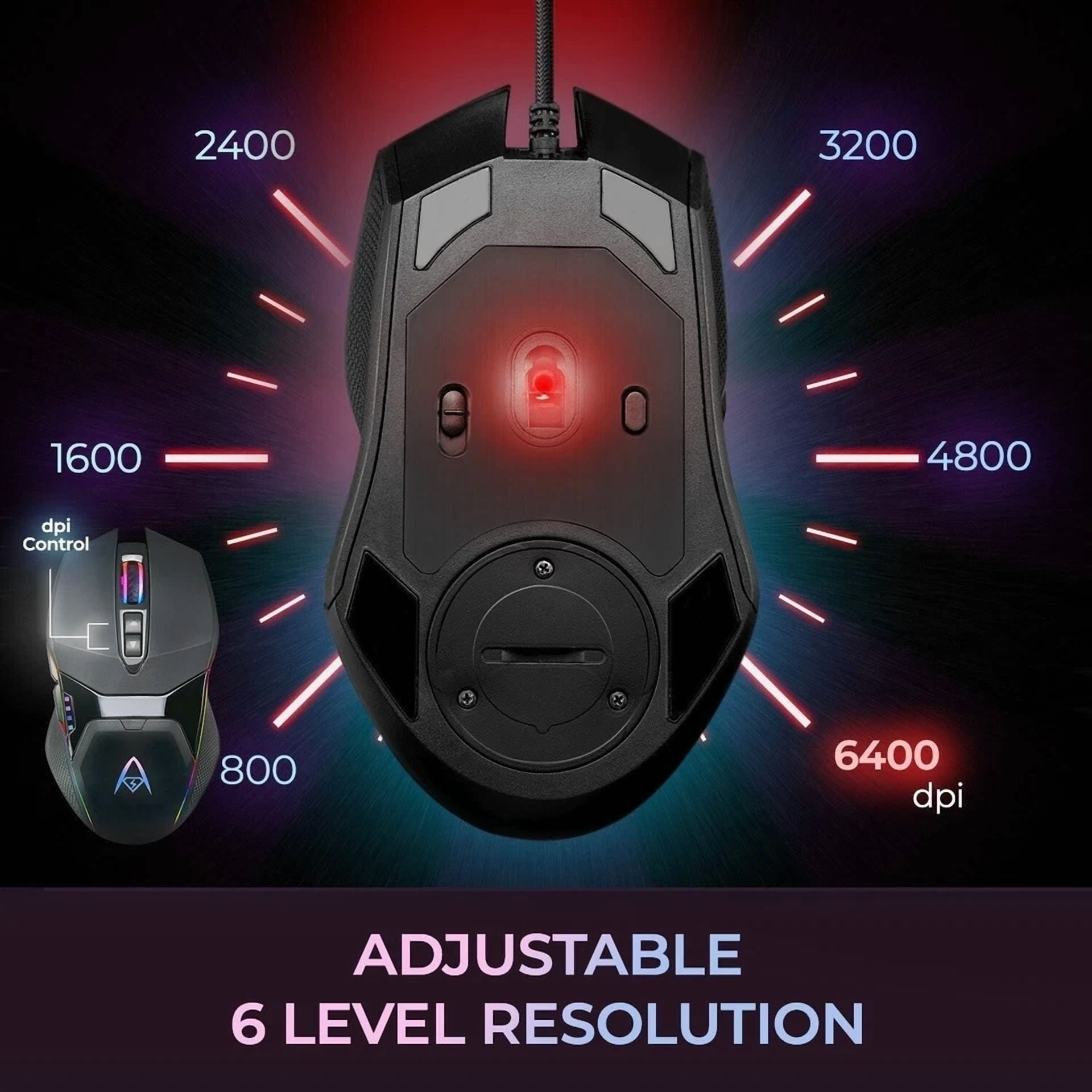 CIRCLE- Wired Usb Rgb Illuminated Gaming Mouse Adjustable Weight 6 Level Dpi