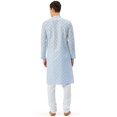 thumbnail image 3 of Cotton Kurta Pyjama Indian Traditional Printed Men (Sky Blue, XXL), 3 of 6