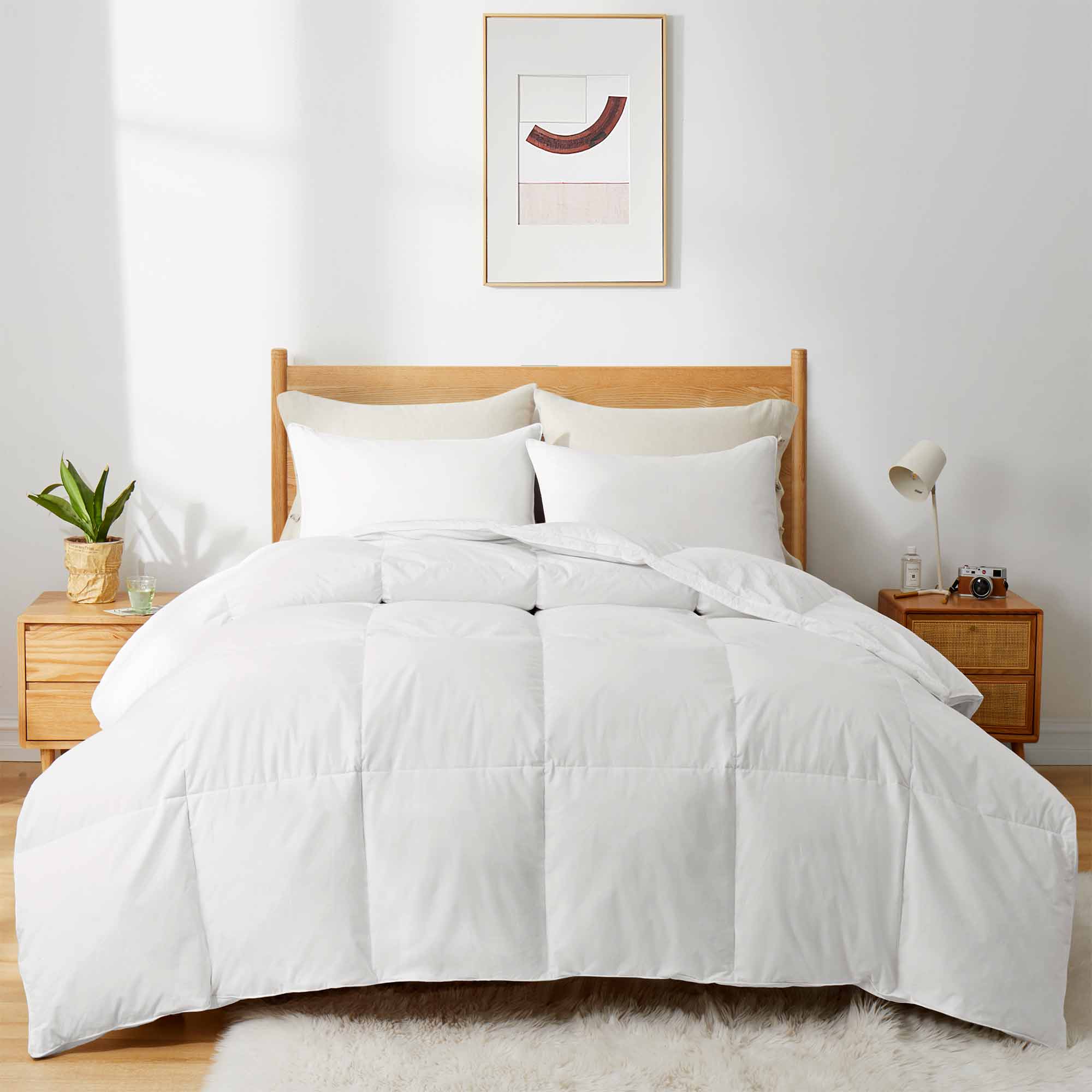 Peace Nest Heavyweight White Goose Feather Down Comforter with Cotton