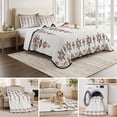 thumbnail image 6 of Twin XL Quilt Set 68''x98'', Southwest Geometric Lightweight Bedspread Coverlet Set with 2 Pillow Shams, Western Boho Ethnic Beige Grey Wooden Breathable All Season Quilt Bedding for Dorm/Guest Room, 6 of 9