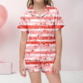thumbnail image 3 of YUEHUA Girls Silk Satin Pyjamas Set Short Sleeve Heart Print Button-Down Kids PJs Breathable Soft Nightwear Children Sleepwear Age 5-14, 3 of 7