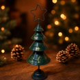 thumbnail image 3 of Vintage Metal Christmas Tree Tabletop Decor, Large Dark Green with Gold Brushed Finish, Festive Star Topper for Holiday , Seasonal Table Centerpiece Gifts, 3 of 7