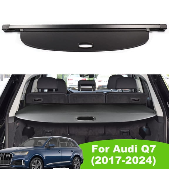 Fit 2017-2024 Audi Q7 Retractable Cargo Cover for 2017 2018 2019 2020 2021 2022 2023 2024 Audi Q7 SUV Accessory Rear Trunk Privacy Shield Shade, Black