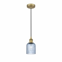 616-1P-BB-G559-5BL Innovations Lighting Bridal Veil - 1 Light Cord Hung Mini Pendant-5 Inch Wide and 9 Inch Tall-Brushed Brass Finish-Princess Blue
