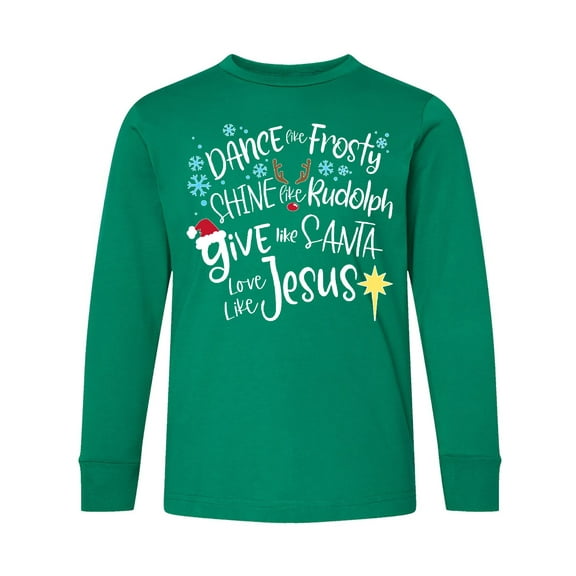 Inktastic Dance Like Frosty, Shine Like Rudolph, Give Like Santa Long Sleeve Youth T-Shirt