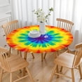 thumbnail image 3 of Rainbow Tie Dye Mandala Pattern Round Fitted Tablecloth with Elastic Edge,Dining Table Cover Waterproof,Outdoor Round Tablecloth for Camping,Dining,Indoor and Outdoor, 3 of 7