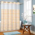 thumbnail image 7 of No Hook Shower Curtain, Orange Plaid Shower Curtains for Bathroom with See Through Top Window, Fall Gingham Grids Striped Modern Country Waterproof & Washable Bath Curtain Extra Long 72"x84", 7 of 7