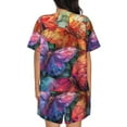 thumbnail image 6 of Fotbe Colorful Butterfly Cluster Print Pajama Set for Women 2 Piece Loungewear Short Sleeve Tops and Shorts Set Soft Sleepwear-3X-Large, 6 of 7