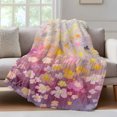 thumbnail image 4 of Spring Floral Throw Blanket, Flannel Fleece Blanket with Striped Design for Couch, Modern Oil Painted Daisy Botanical Elegant Soft Breathable All Season Plush Blankets for Sofa Office Travel 40"x50", 4 of 9
