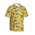 thumbnail image 2 of Daiia Shark Print Hawaiian Shirt for Men Gentle Cotton Regular Short Sleeve Casual-Large, 2 of 9