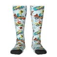 thumbnail image 2 of Picia Women Crew Soft Moisture-wicking Socks Cartoon Car Racing Pattern Design Cotton Socks, One Size fit All, 2 of 9