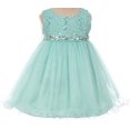 thumbnail image 3 of Baby Girls Dress Wedding Pageant Sleeveless Lace Crystal Rhinestone Tulle Sash Flower Girl Dress Mint L (M3B4K0), 3 of 5