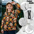 thumbnail image 7 of Xoenoiee Sugar Skull Hydrangea Flower Print Girls Fall Fashion Half Zip Sweatshirts Oversized Long Sleeve Collared Pullover Tops Trendy Y2K Clothes, 13-14 Years, 7 of 7