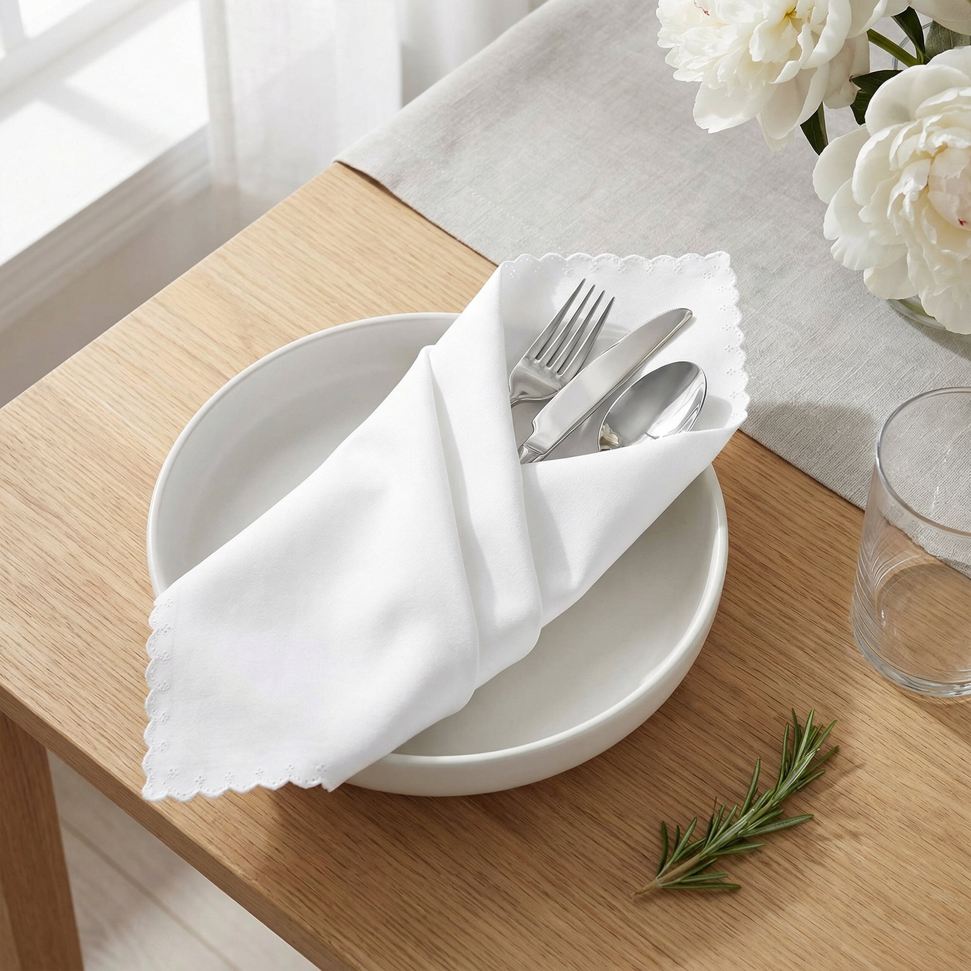 Unique Bargains 12Pcs Satin Washable Cloth Napkins White 17x17inch