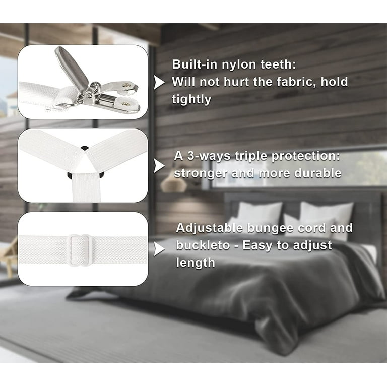 Bed Sheet Holder Straps, Corner Sheet Clips, Elastic Adjustable