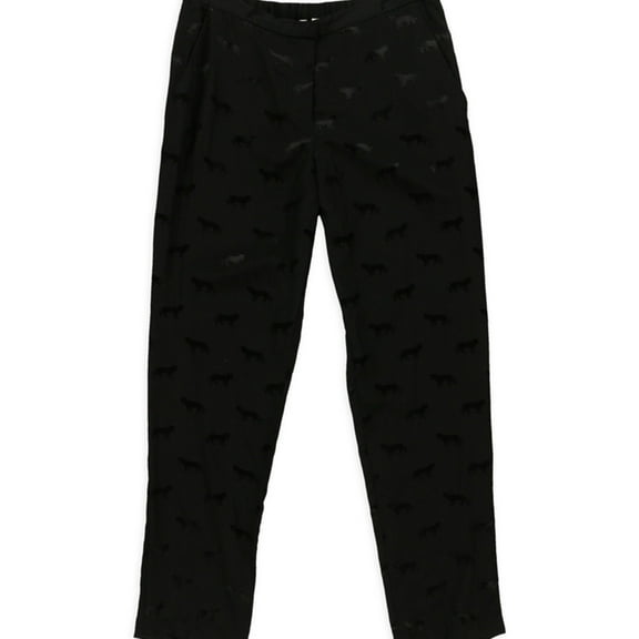 Petticoat Alley Womens Cheetah Cig Casual Lounge Pants, Black, Juniors, Large