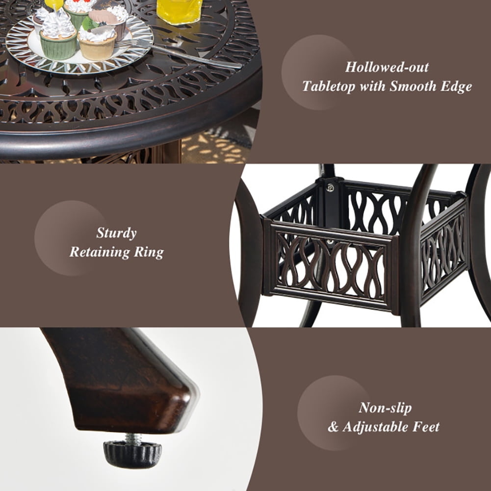 Aimee Lii 36" Patio Round Dining Bistro Table with Umbrella Hole, Outdoor Patio Furniture, Brown Aimee Lii 36" Patio Round Dining Bistro Table with Umbrella Hole, Outdoor Patio Furniture, Brown