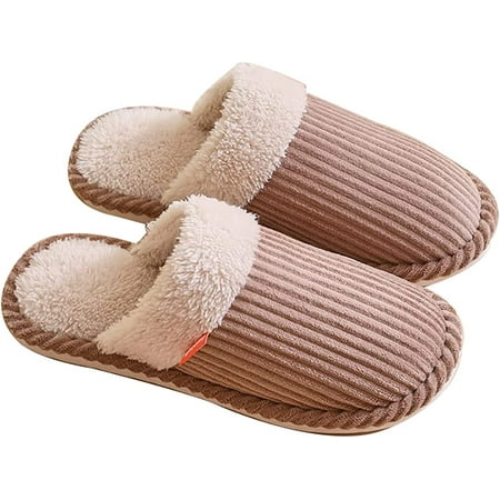 

PIKADINGNIS Women Slippers Winter Warm Bedroom Shoes Faux Fur Lined Slipper for Indoor or Outdoor