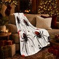 thumbnail image 3 of Red Black Spiders with Ink Splashes and Thin Web Lines, Creepy Halloween Art Style for Spider Lovers, Warm Flannel Blanket for Living Room and Bedroom, Halloween Gift, Home Decor, 3 of 9