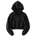 thumbnail image 2 of Helii Zip Up Hoodie Women's Cropped Sweatshirt Oversized Long Sleeve Workout Casual Drawstring Track Jacket with Pockets Soft Stretchy High Waist Streetwear Fall Winter Outfits 4 Colors, 2 of 7