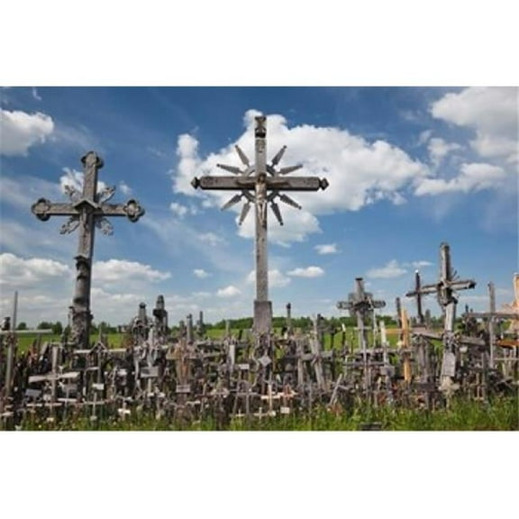 Posterazzi PDDEU46WBI0050 Hill of Crosses Siauliai Central Lithuania Lithuania I Poster Print by Walter Bibikow - 35 x 23 in.