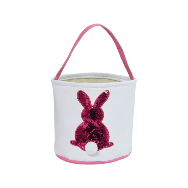 Matsuzay Bolsa de conejito Canasta de Pascua Conveniencia Cubos de vacaciones Suministros para niños Patrones surtidos decorativos Bolsas con Almacenamiento y organización del hogar Rosa brillante
