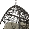 Casey Outdoor Wicker Hanging Basket Chair with Cushions and Iron Base