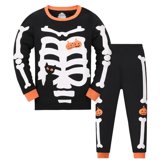 WOYY Boys Pajamas Halloween Sleepwear Set Kids Snug Fit Long Sleeve Top Pants, Sizes 2-10