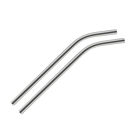 Unique Bargains Reusable Metal Straws 2Pcs, Stainless Steel Bent Drinking Straw 10.5' Long for Milk Shake  Juice  Silver