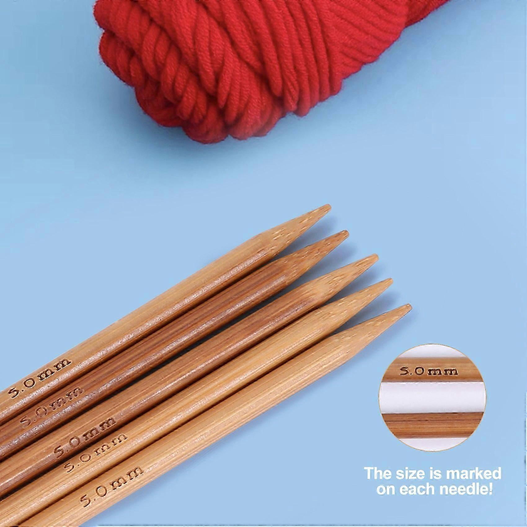 Sets of 11 Sizes 5" (13cm) Double Pointed Carbonized Bamboo Knitting Kits Needles Set (2.0mm - 5.0mm) DS