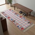 thumbnail image 5 of Area Rug with Tassels 2' x 5', American Flag Star Kitchen Runner Rug for Hallway Bedroom Throw Rugs, Independence Day Pink Blue Checkered Soft Door Mat for Bathroom Entrance Living Room, 5 of 9
