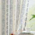 thumbnail image 6 of Curtainking Linen Blend Curtains Blue Geometric Striped Light Filtering Farmhouse Grommet Curtains for Living Room 63in Pack of 2, 6 of 8