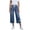 Royal Blue, variant on Capri Jeans for Women Distressed Ripped Drawstring Wide Leg Capri Pants High Waisted Stretchy Pull On Baggy Capris Casual Summer Denim Pants Black M
