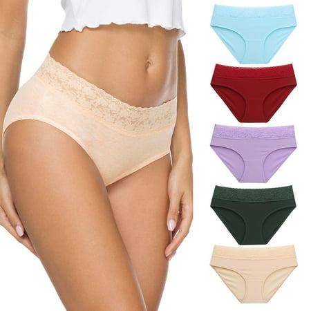 

Ladies Panties Fashion Low Waist Underwear 5 Pack Lace Soft Stretch Breathable Panties For Women