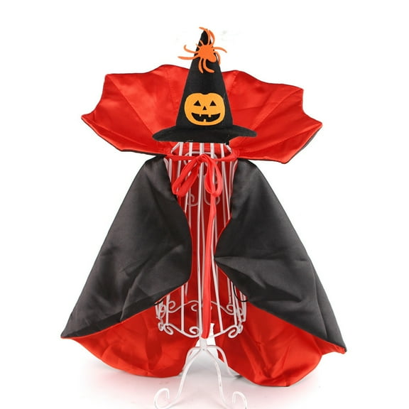 Witch Hat and Cape Halloween Pet Costume 2 Piece Set for Cats Funny Dress Up Party Outfit
