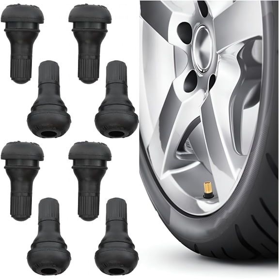 LADYGYM 8Pcs Tubeless Tire Valve Stems, Black Rubber Snap-In Short Valve Stems, Automotive Universal Valves for Tubeless 0.453 Inch 11.5Mm Rim Holes on Standard Vehicle Tires