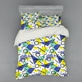 thumbnail image 2 of Ambesonne Modern Bedding Set 3 Pcs, Geometric Retro Theme, Twin, Blue Yellow and Black, 2 of 3