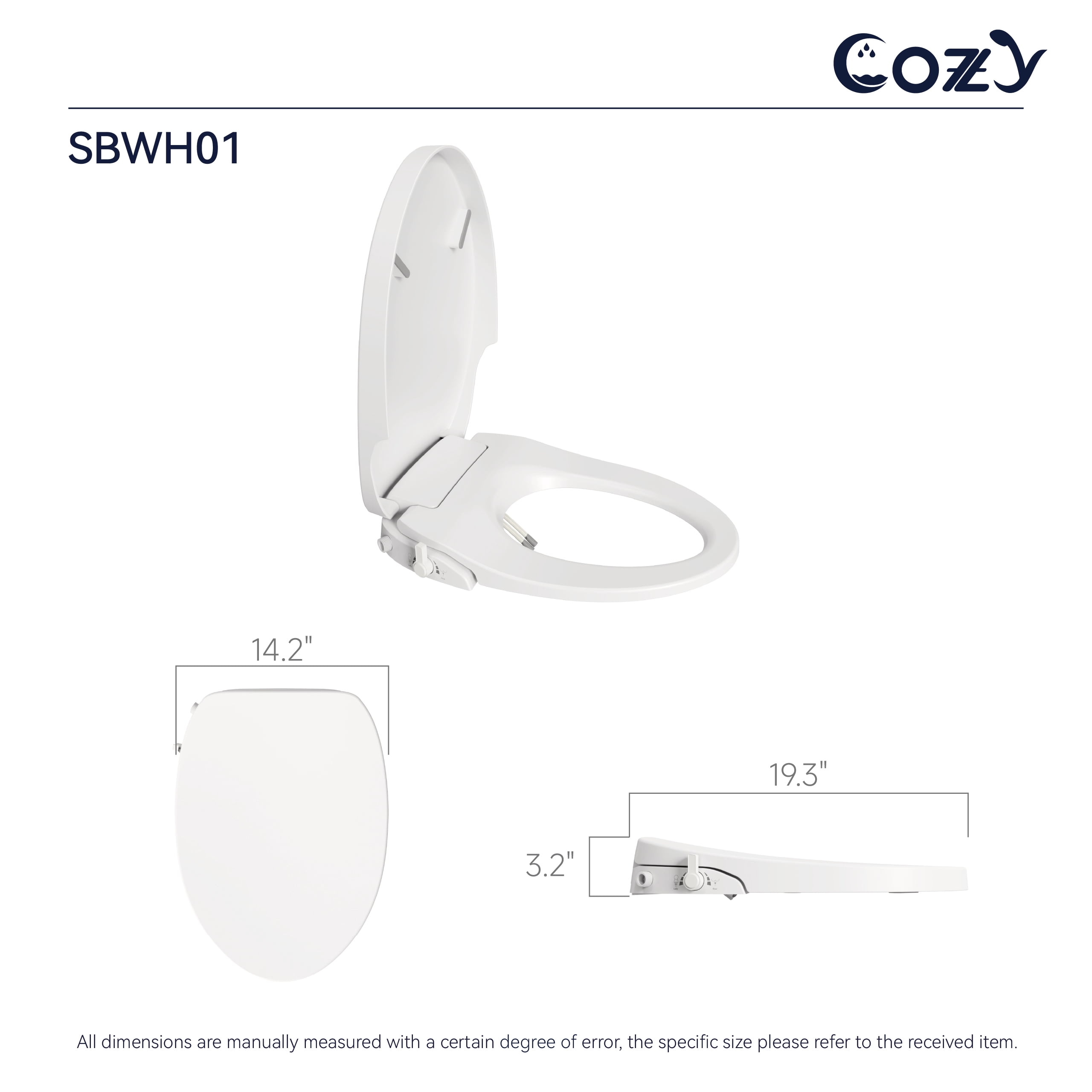 COZY Bidet Toilet Seat, Non-Electric Swash Eco Bidet Seat, Rear & Feminine Wash, Adjustable Water Pressure, LS-SBWH01