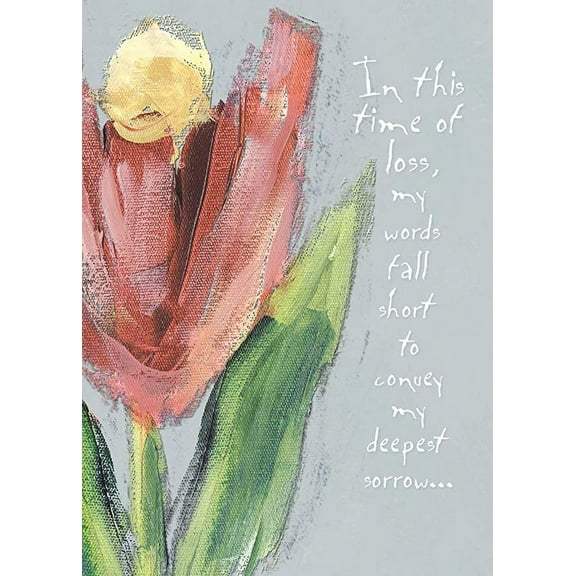 Sympathy Greeting Card (5" x 7") by Art From The Heart | 3 Pack   3 Envelopes (Oil Paint Flower)