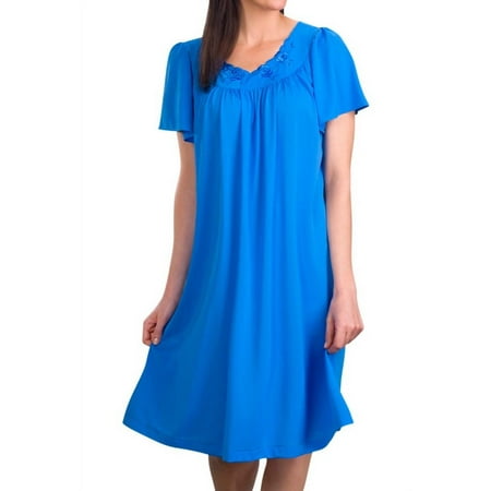 

Women s Shadowline 36280 Petals Short Sleeve Gown (Sapphire M)
