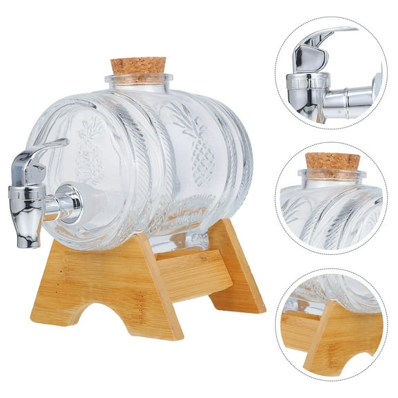 Greenadscape 1 Set Barrel for Drinks Storage and Dispensing Liquor Glass and Bamboo
