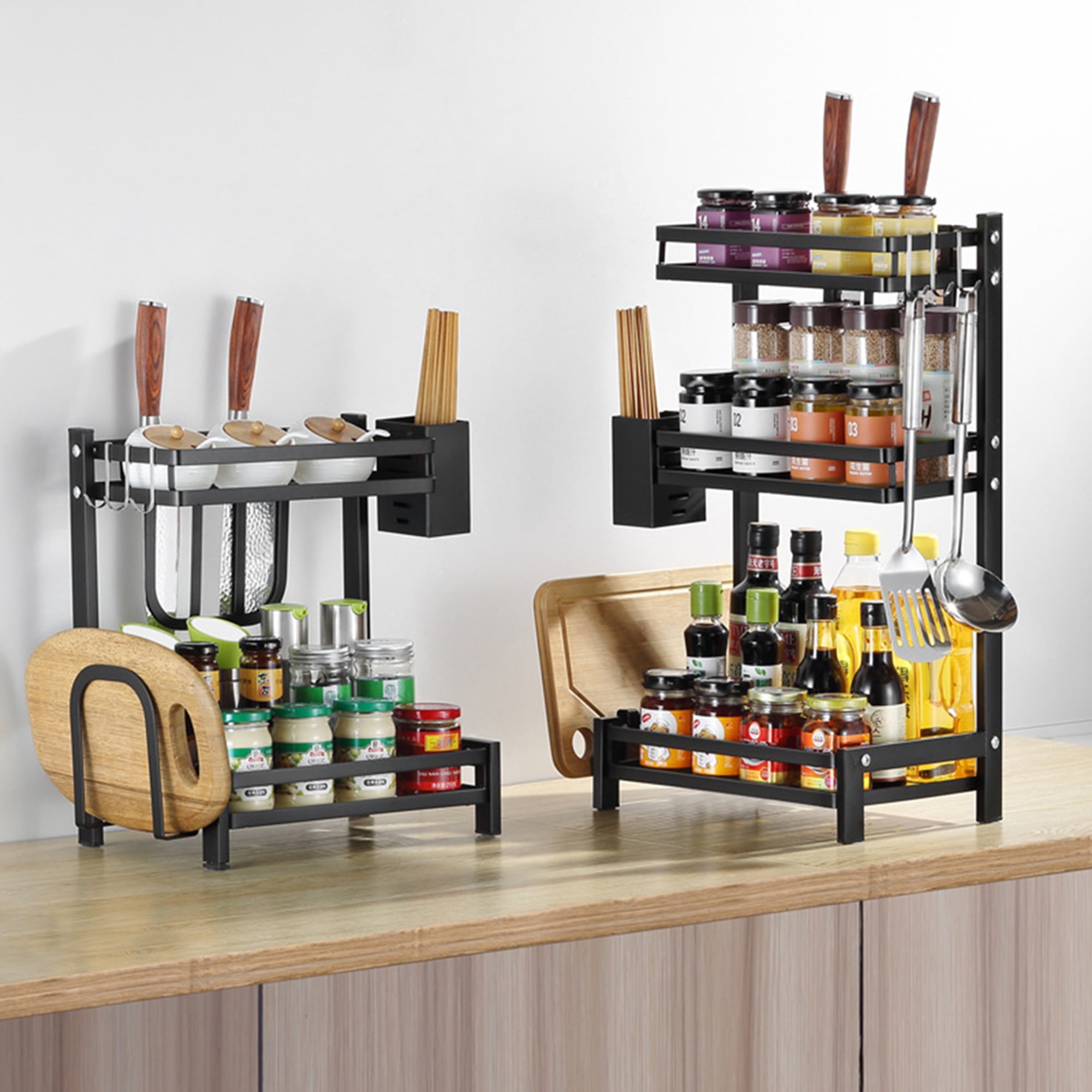 Dropship Two Retractable Frames - Expandable Cabinet Shelf Organizer, Stackable Pantry Shelf Organizer Adjustable Height Countertop Storage Shelf  Rack Cupboard Spice Rack For Cabinet Kitchen Bathroom Pantry to Sell Online  at a Lower