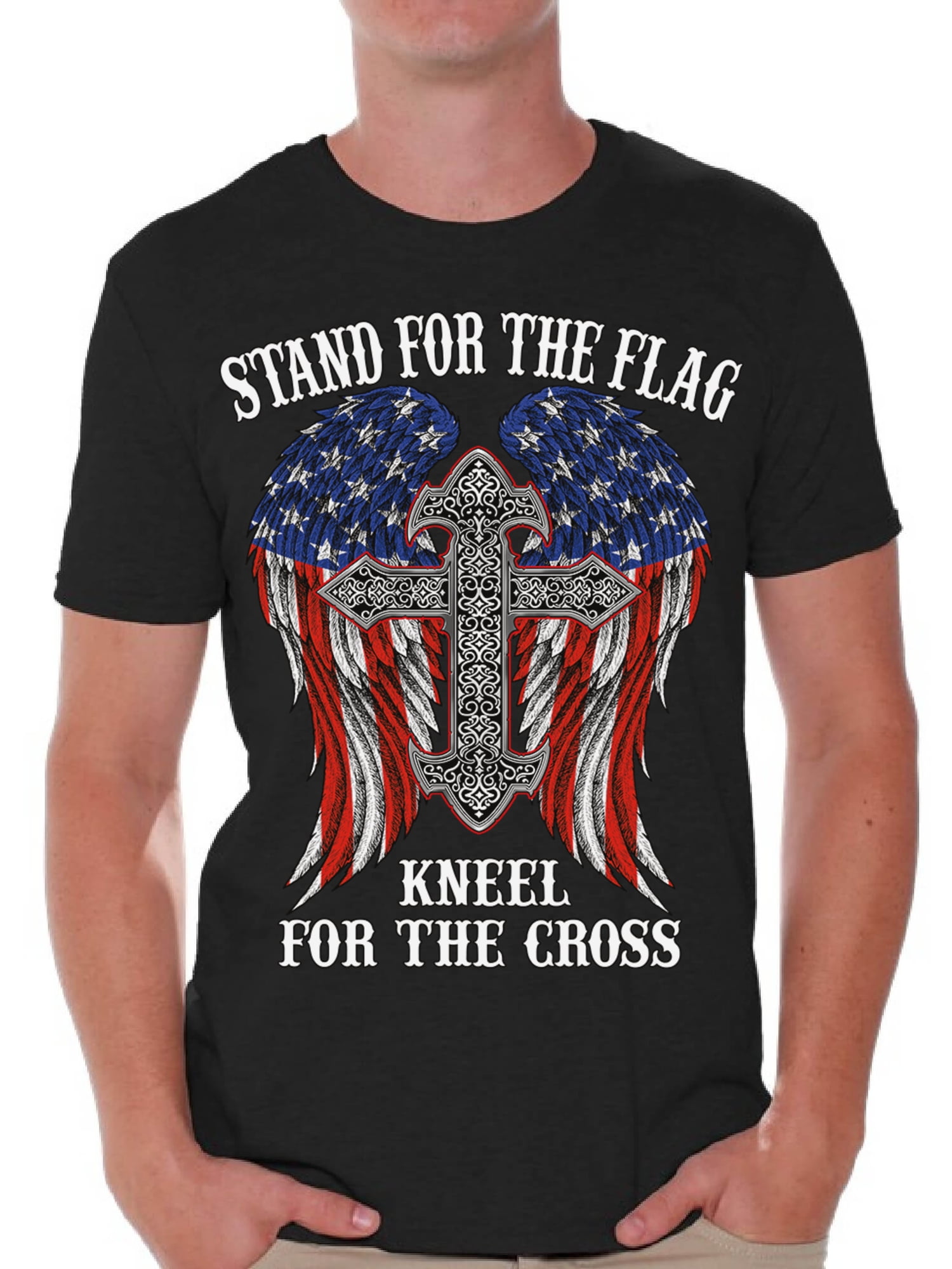 I Don't Kneel T-Shirt American Flag USA Pride Political Patriotic I stand S-6XL 