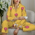 thumbnail image 6 of Pajama Sets for Women 2 Pcs, Cute Dog Ice Cream Button Down Long Sleeve Sleepwear Lounge PJ Sets, 6 of 6