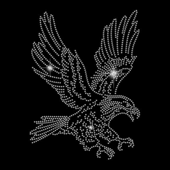Eagle Heat Transfer Rhinestones Eagle Iron On Decals Heat Transfer Decals for T Shirts Party Hot Fix Stickers Bling Iron on Decor for DIY Art Craft Clothing 11.7x8.3in