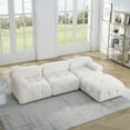 thumbnail image 3 of Aukfa 93" Sectional Sofa, Living Room Modular Couch with Ottoman, Pillow Top Arms, Teddy Fleece, Ivory, 3 of 10