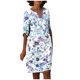 thumbnail image 2 of Puntoco Vestido De Manga Corta Con Cuello En V, Vestido Hasta La Rodilla Con Cuello En V Y Manga Corta Estampado Informal De Verano Para Mujer Blanco S, 2 of 5